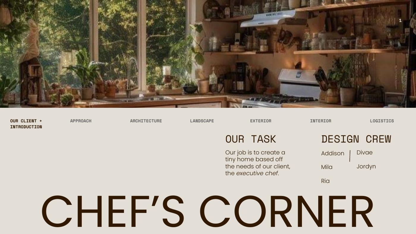 The Chef's Corner presentation slide 1: Title Slide